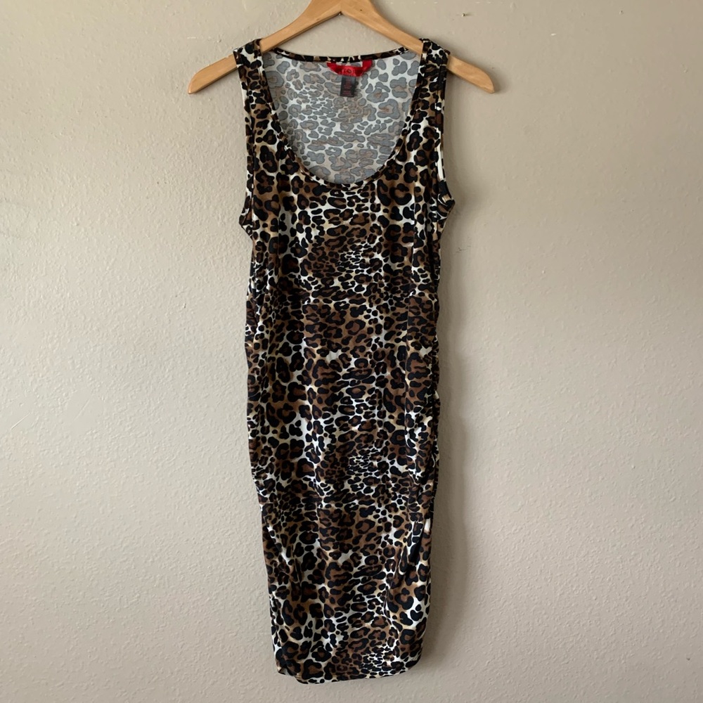 Hot Kiss Cheetah Print Gathered Cinched Dress